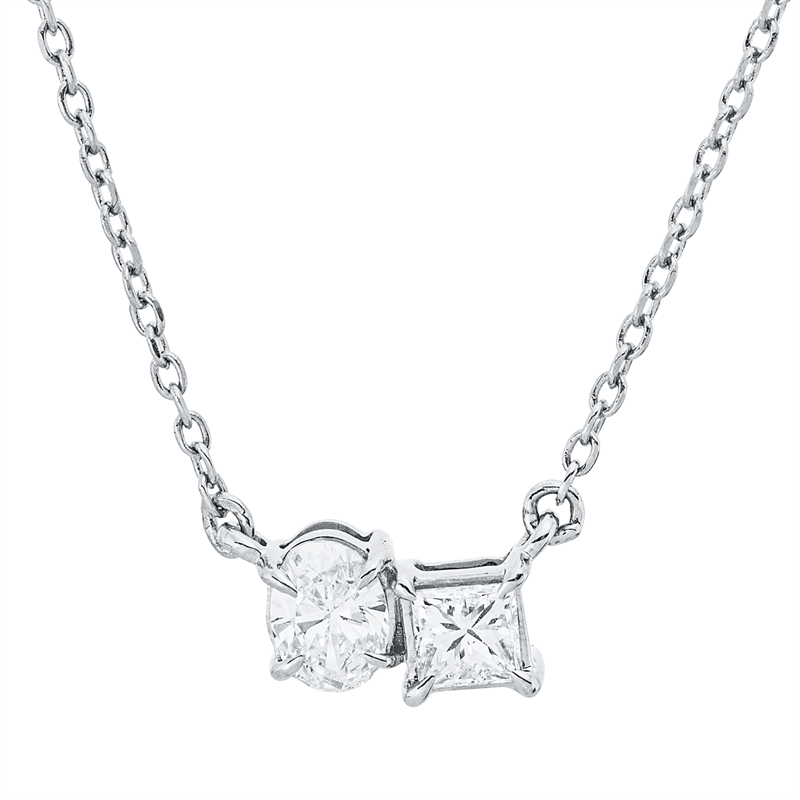 Solitaire mit Besatz Collier