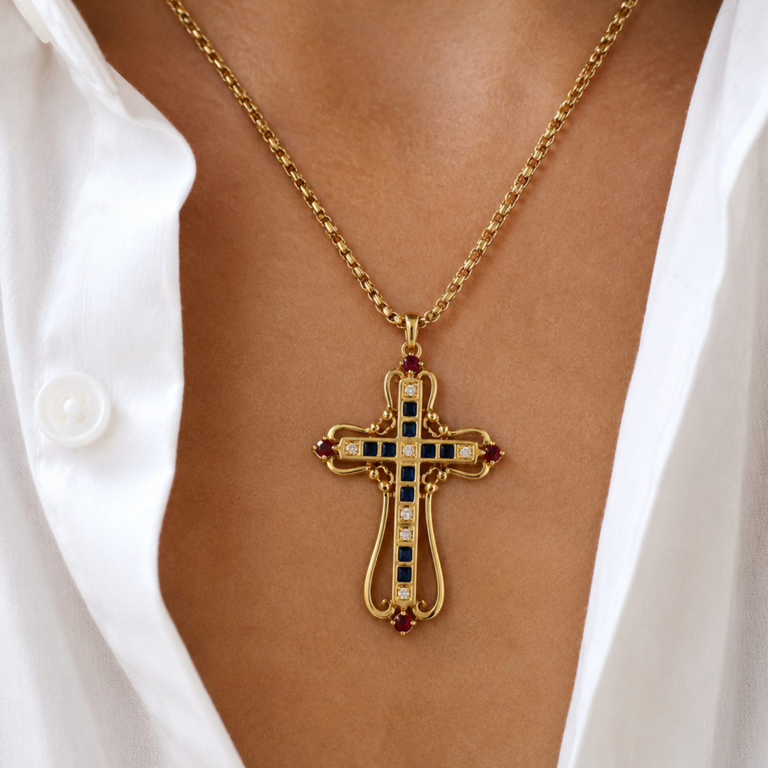 Pre Owend Kreuz Anhänger aus 18 Karat Gelbgold