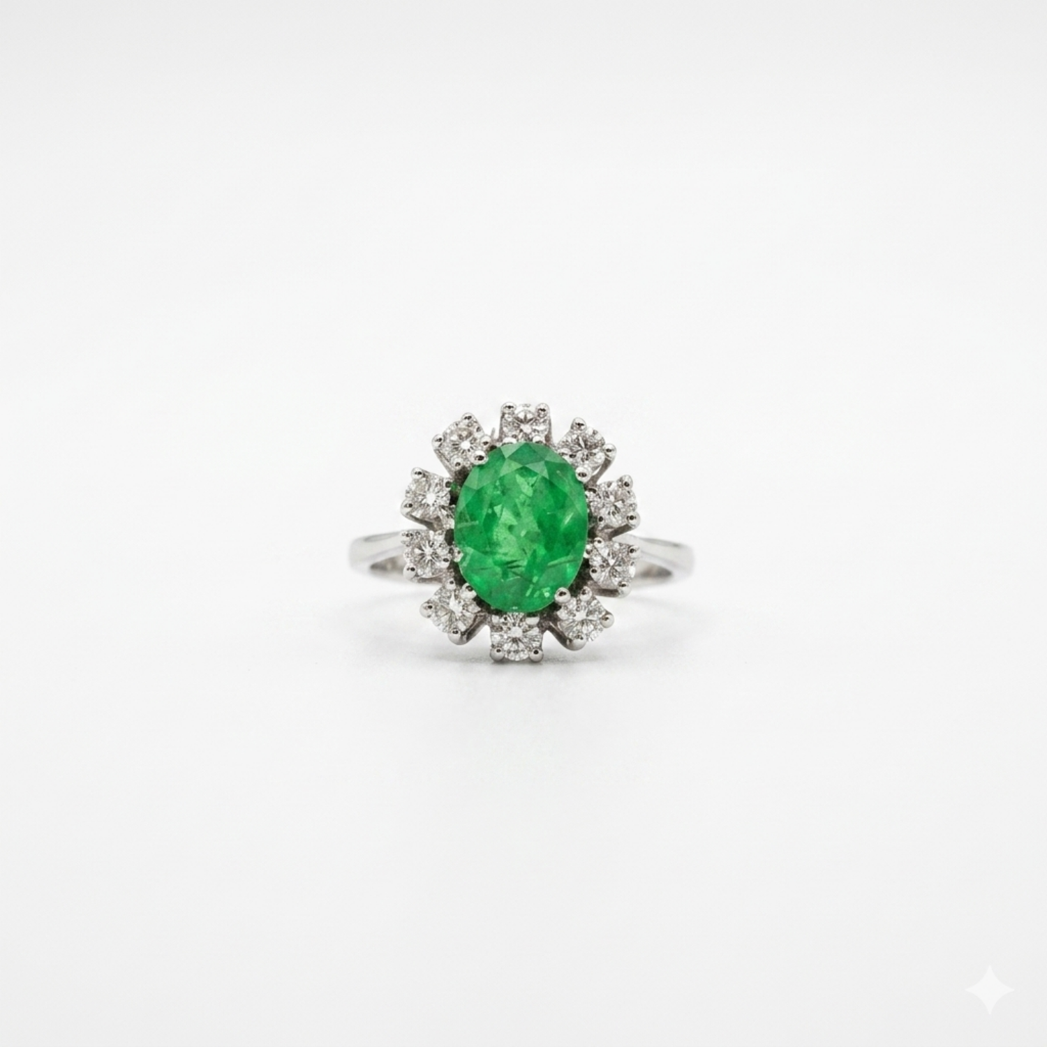 Pre Owned Ring in 14Karat Weißgold mit Smarags und ca.1,00ct Brillanten