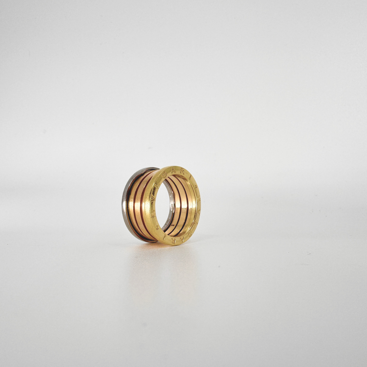 Pre Owned Bvlgari B.zero1 Ring Tricolor 4- Band 18kt Gold