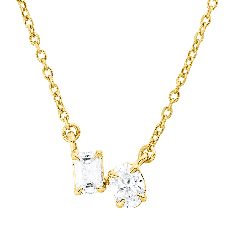 Solitaire mit Besatz Collier