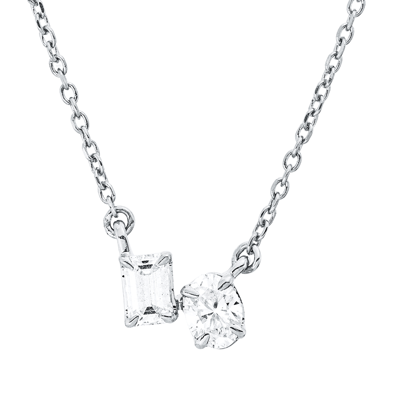 Solitaire mit Besatz Collier