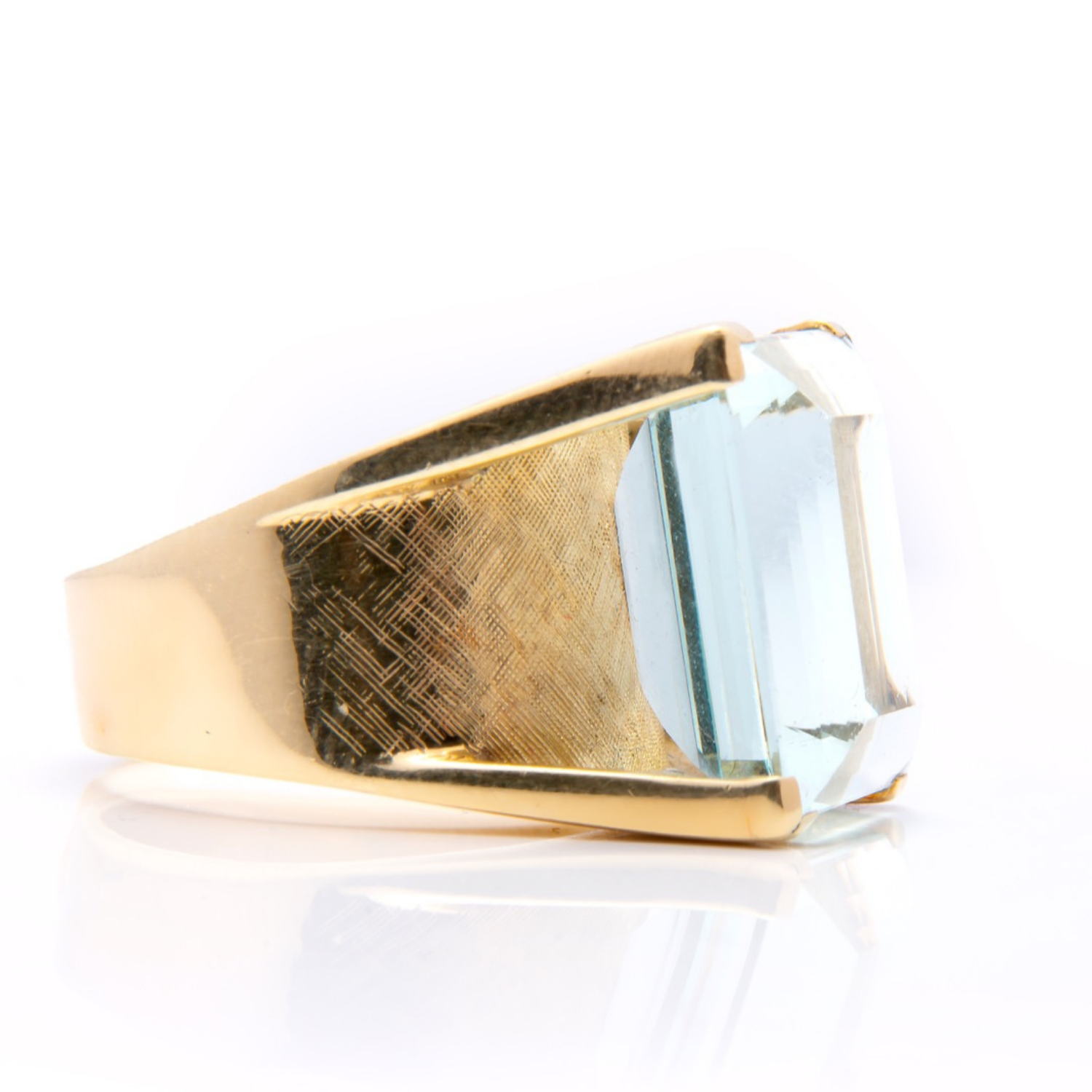 Pre Owned Ring Unikat mit ca. 12 ct. Aquamarin aus 585 Gelbgold