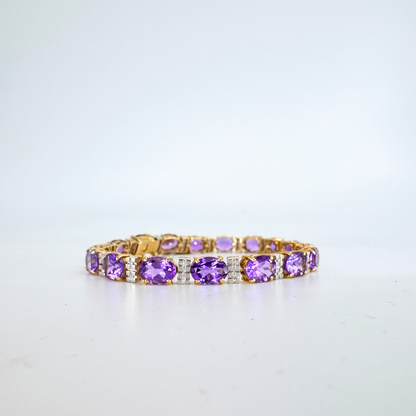 Pre Owend Amethyst-Armband aus 585 Gelbgold