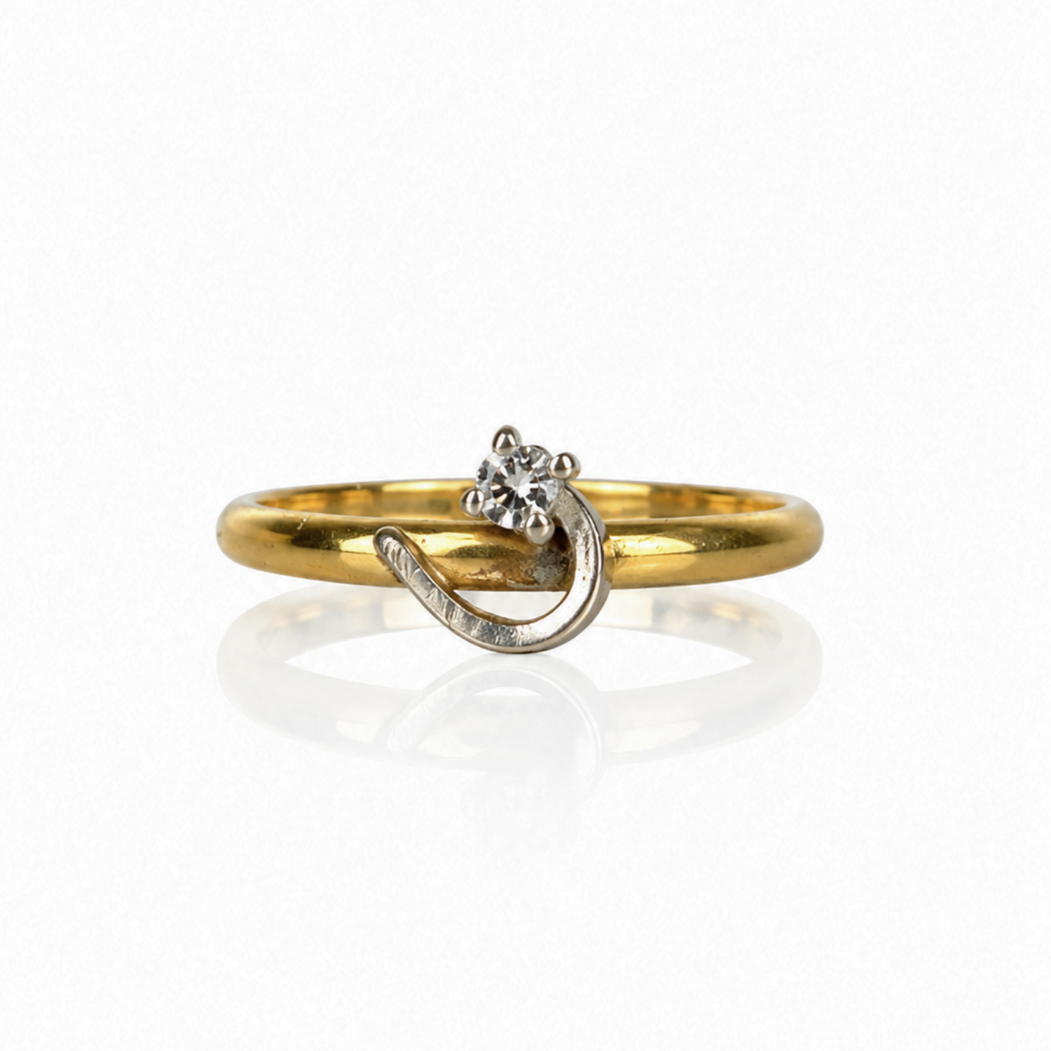 Pre Owned Bicolor Ring aus 585 Gold mit funkelndem Brillant ca.0,07ct