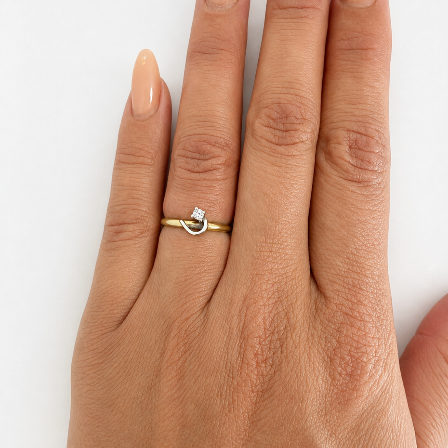 Pre Owned Bicolor Ring aus 585 Gold mit funkelndem Brillant ca.0,07ct