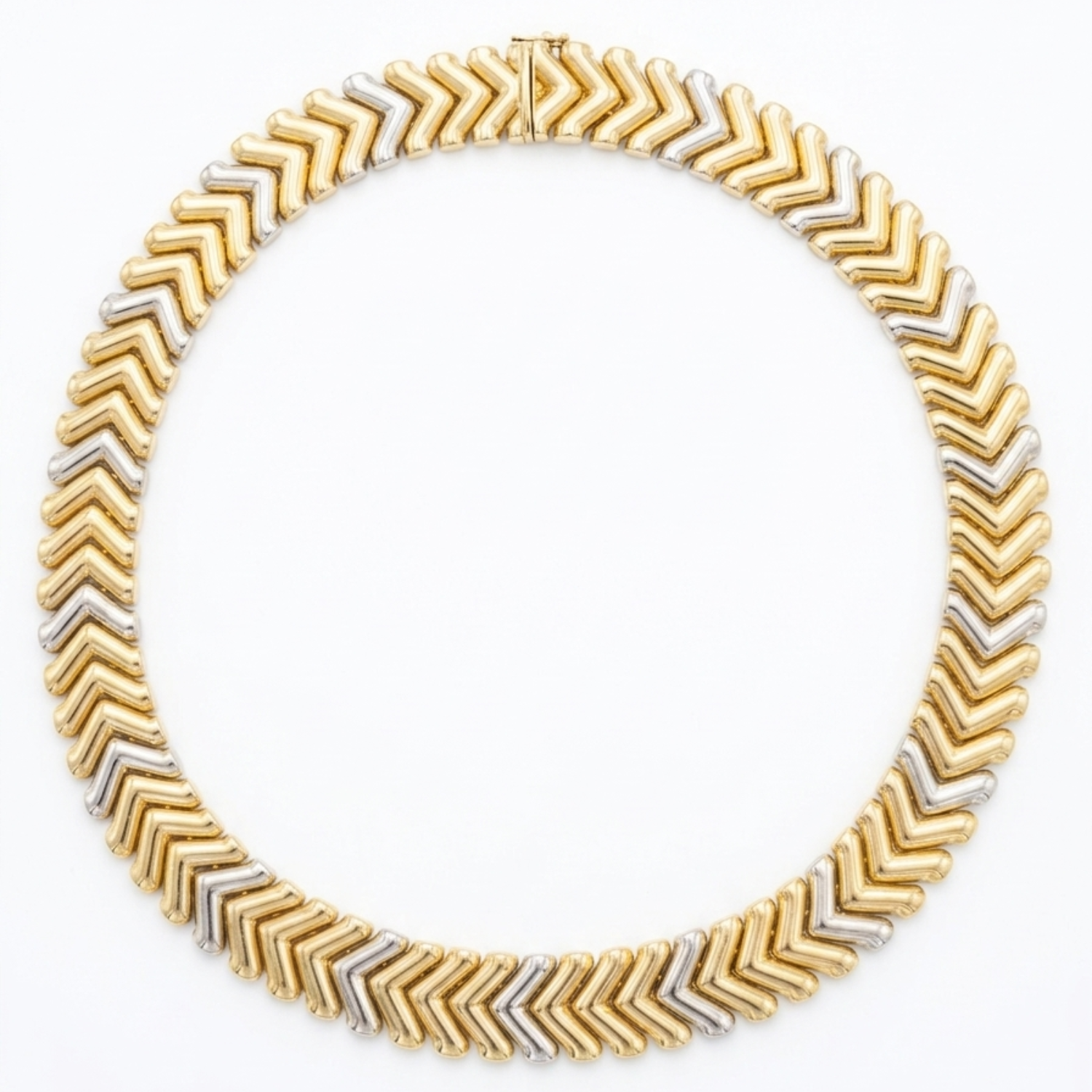 Pre Owned QUADRI Bicolor-Collier Chevron aus 750 Gelbgold/Weißgold