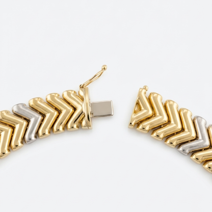 Pre Owned QUADRI Bicolor-Collier Chevron aus 750 Gelbgold/Weißgold