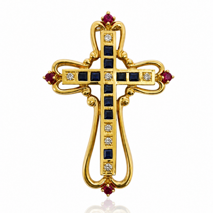 Pre Owend Kreuz Anhänger aus 18 Karat Gelbgold