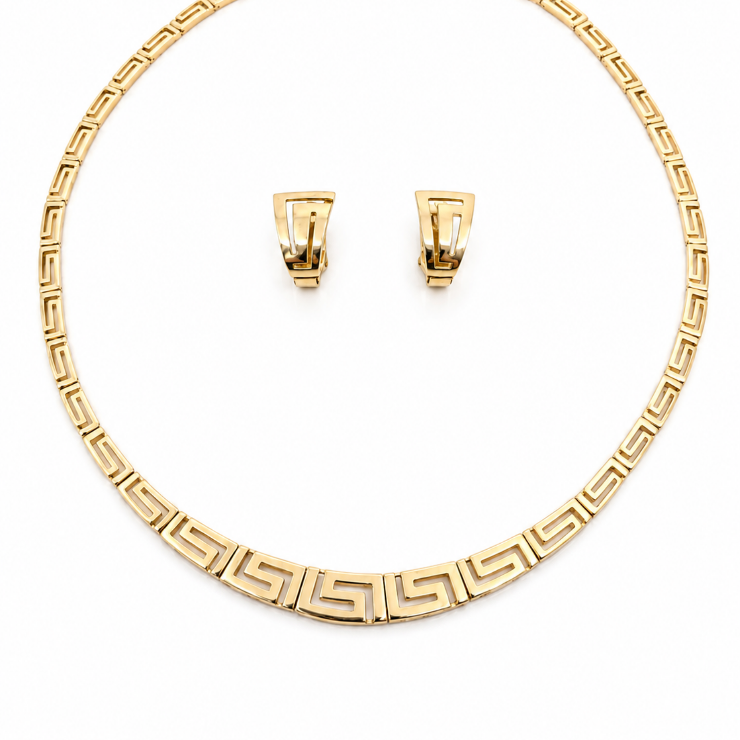 Pre Owned Schmuck Set aus 585 Gelbgold im Meander Design