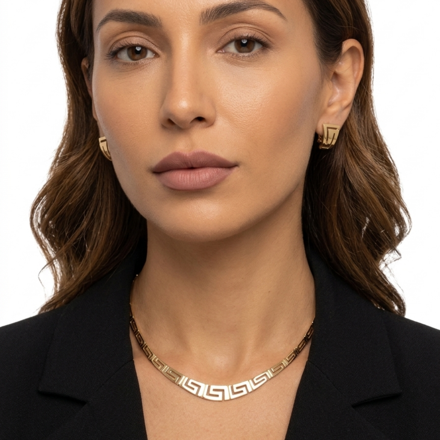 Pre Owned Schmuck Set aus 585 Gelbgold im Meander Design
