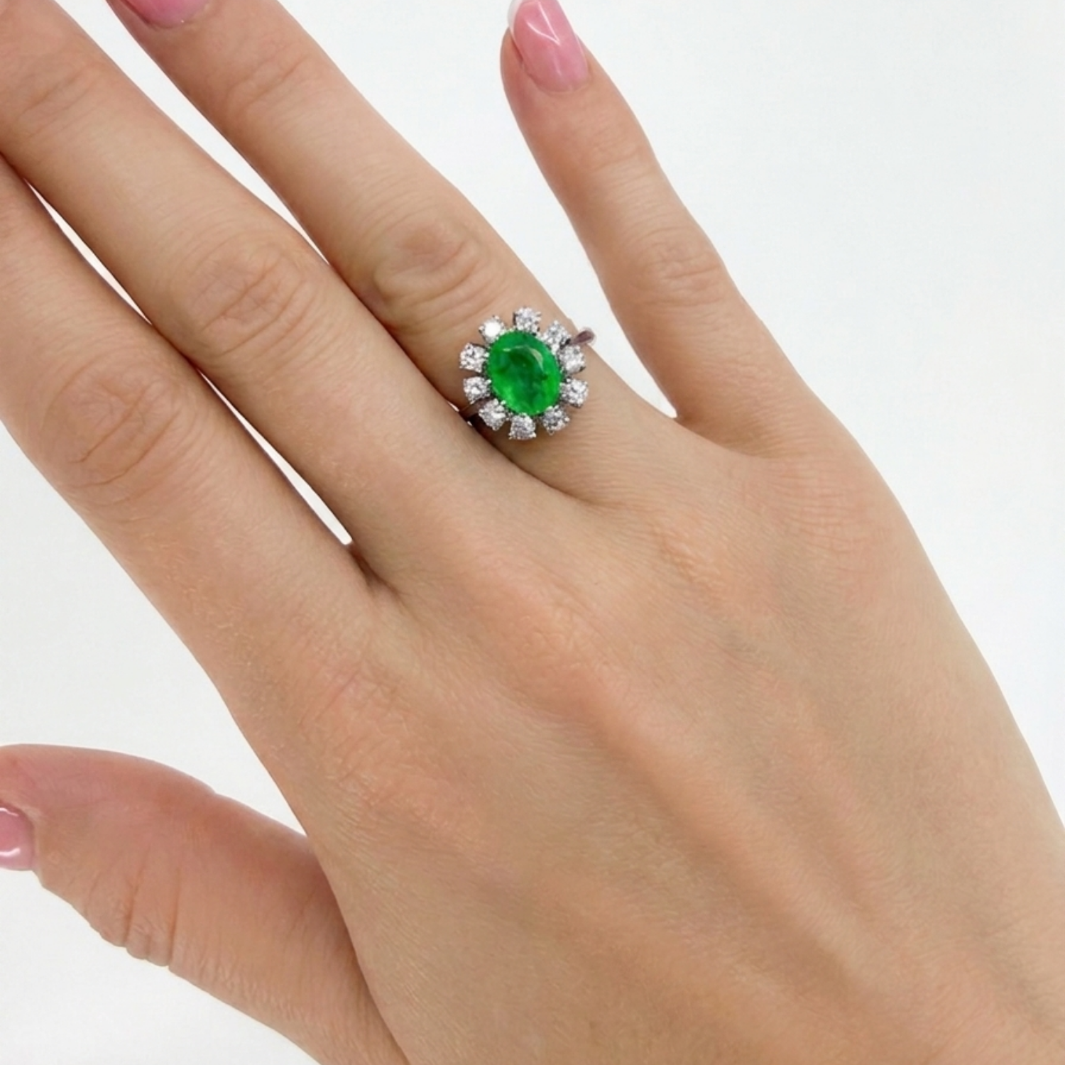 Pre Owned Ring in 14Karat Weißgold mit Smarags und ca.1,00ct Brillanten