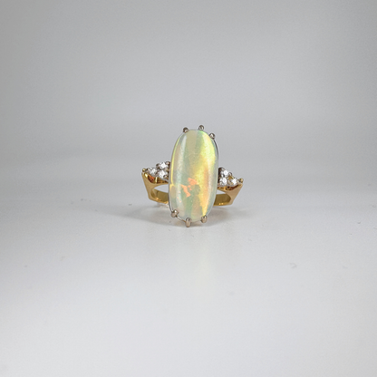 Pre Owned Opalring aus 585 Gelbgold/Weißgold mit ca.0,18ct Brillanten