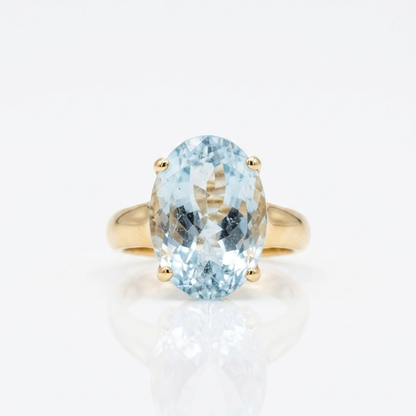 Pre Owned Ring in 14 Karat mit Aquamarin