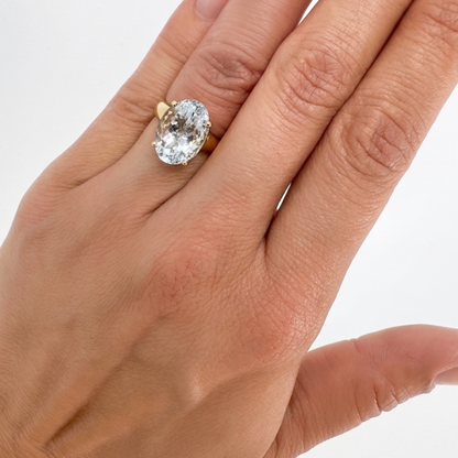 Pre Owned Ring in 14 Karat mit Aquamarin