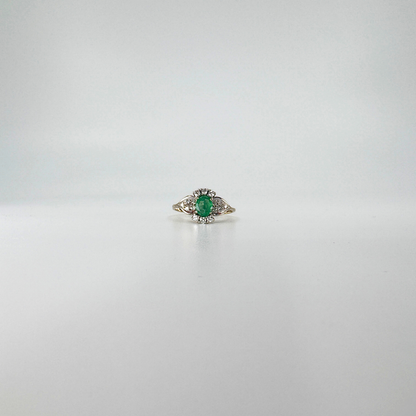 Pre Owned Ring 585 mit 1 Smaragd und 16 Brillanten