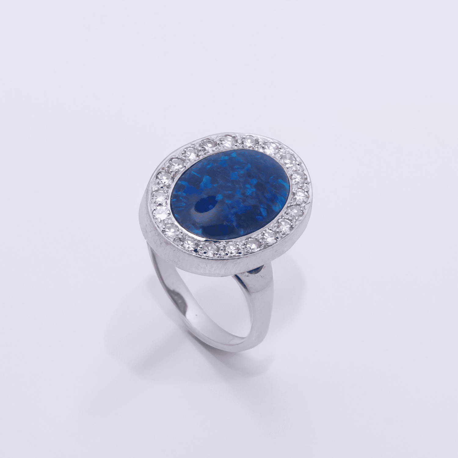 Pre Owned Ring 585 Weißgold, Opal blau
