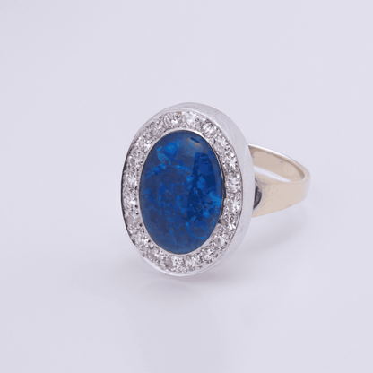 Pre Owned Ring 585 Weißgold, Opal blau