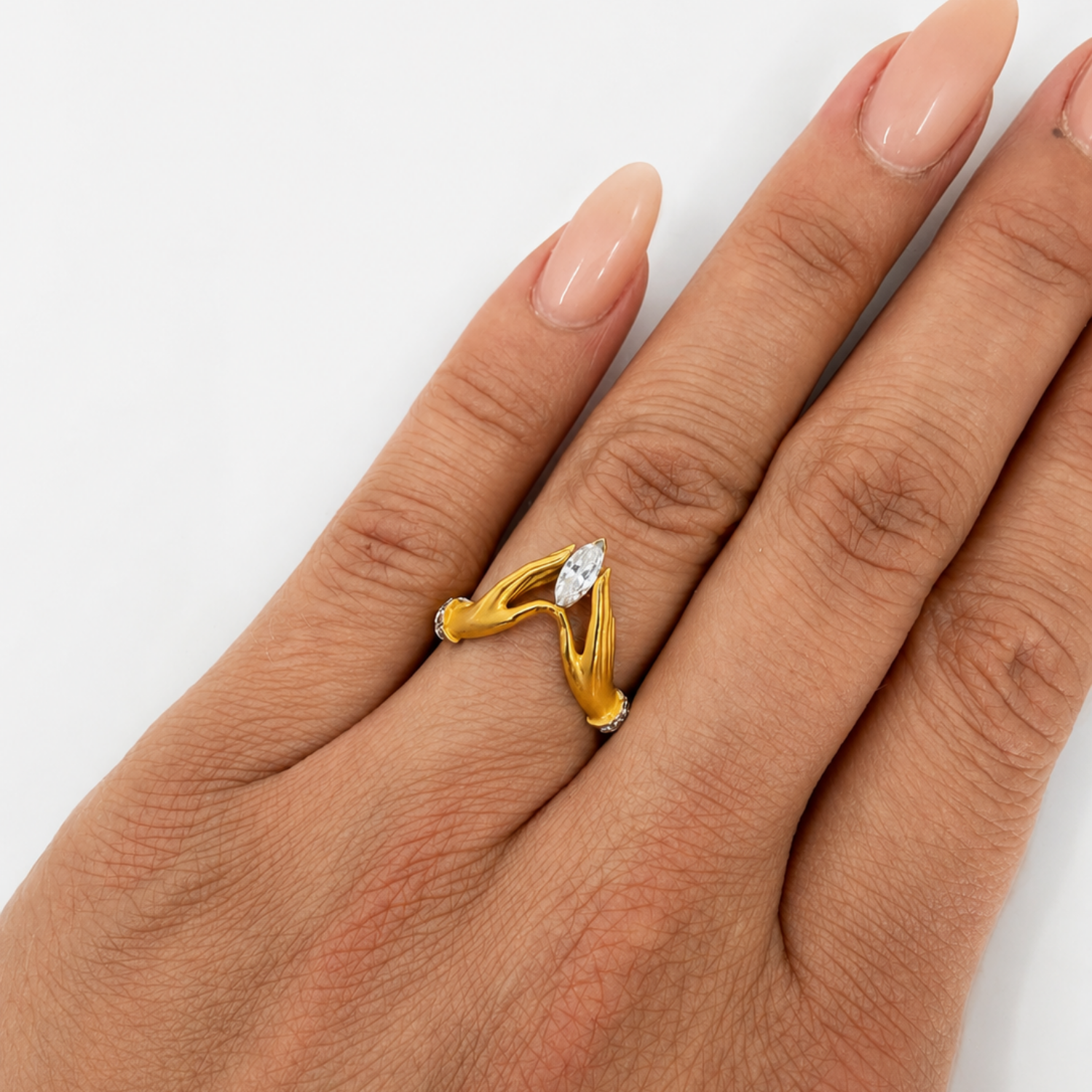 Pre Owned Carrera Y Carerra Ring Los Manos in 18Karat Gelbgold mit Navette-Brillant